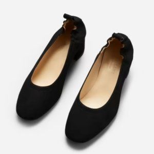 Everlane Italian Leather Day Heel, Size 8.5, Black Suede